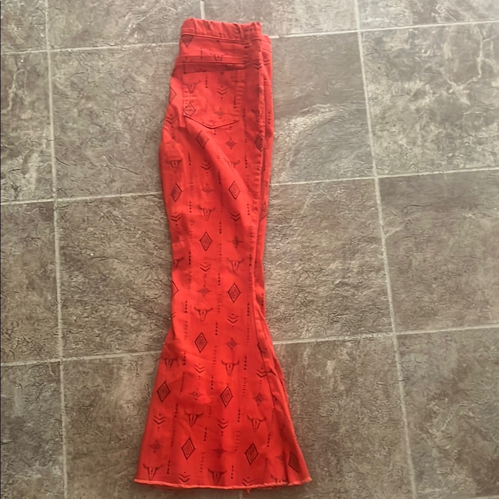 Red Patterned Maxi Skirt